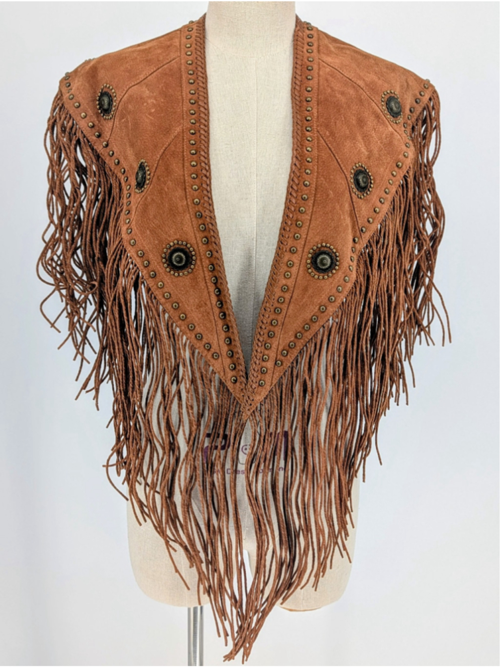 Cripple Creek Genuine Suede Leather Fringe Cape Vest Concho Western Cowgirl OS